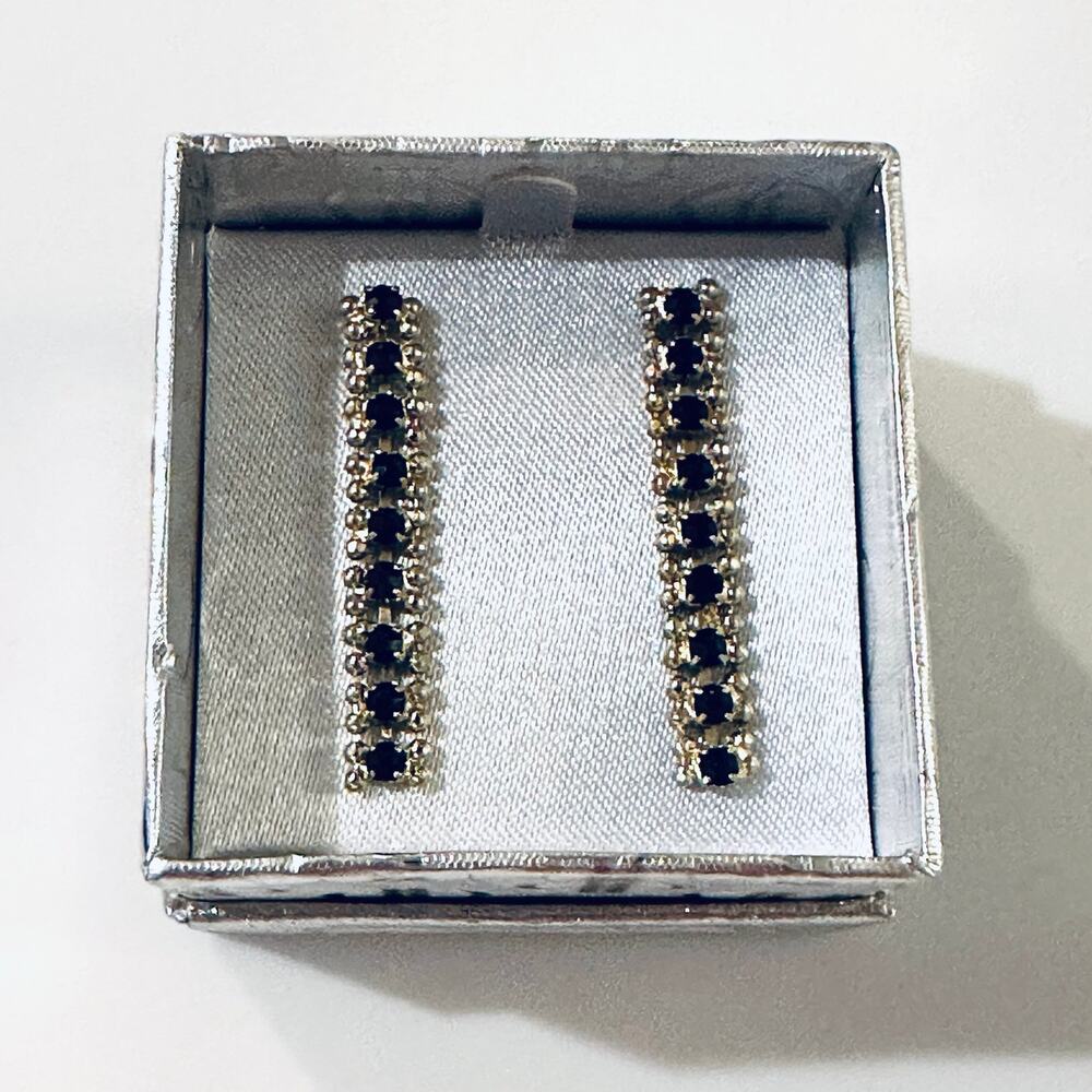 Jennifer Lopez Black Crystal Bar Earrings